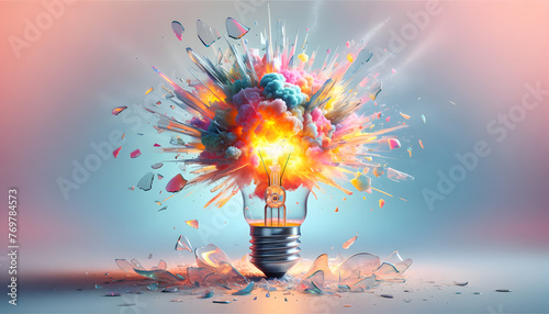 A light bulb, conceptually made from nuclear explosion, shatters due to nuclear explosion