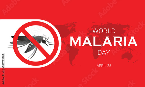 World Malaria Day design with a mosquito and a world map. Vector illustration