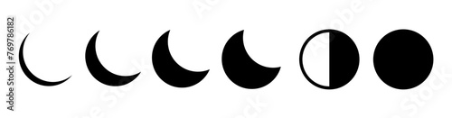 Moon phase icon set. Moonlight icons collection. Moon cycle phases vector icons silhouette.