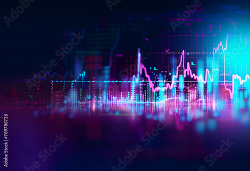 Dynamic Neon Stock Market Trends: A Hyper-Realistic Financial Graph