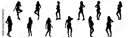 Pregnant woman silhouette illustration in a vector set