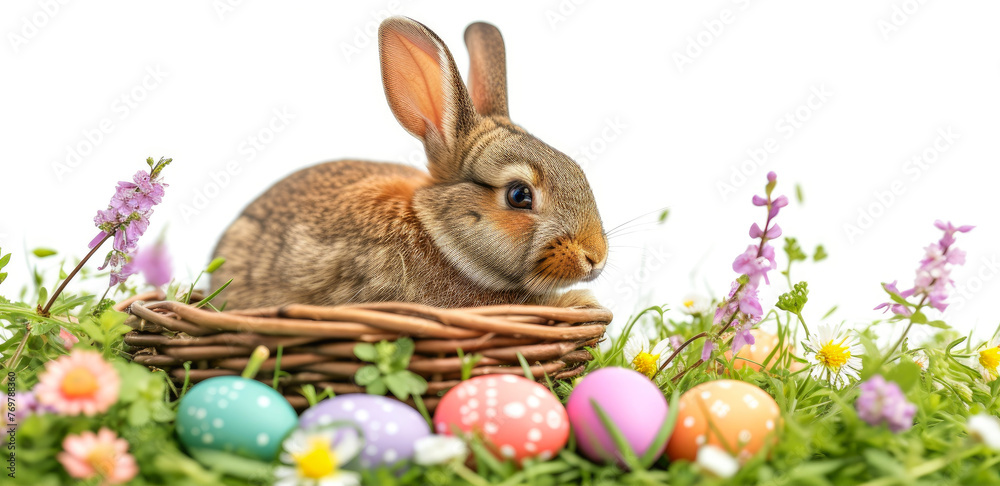 Easter Extravaganza: Basket Bunny and Vibrant Eggs