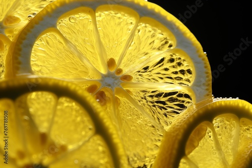 Translucent Lemon Slices with Backlit Illumination Showing Texture and Details