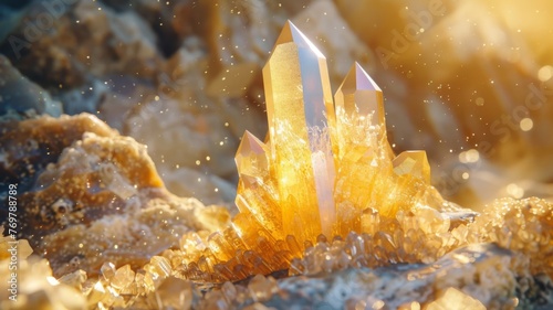 Mineral sunscreen particles aligning with a strong, impervious mineral crystal photo