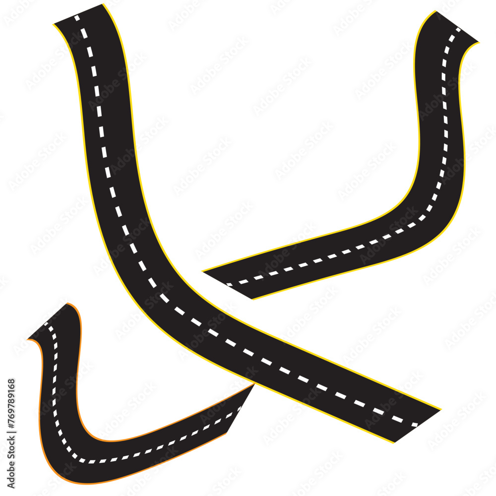 Winding highway road from top view. Flat vector illustration isolated ...