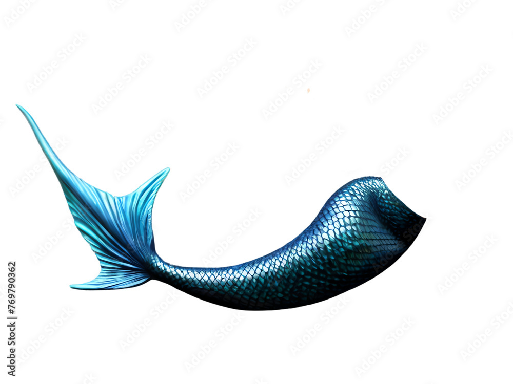 blue mermaid tail isolated - obrazy, fototapety, plakaty 