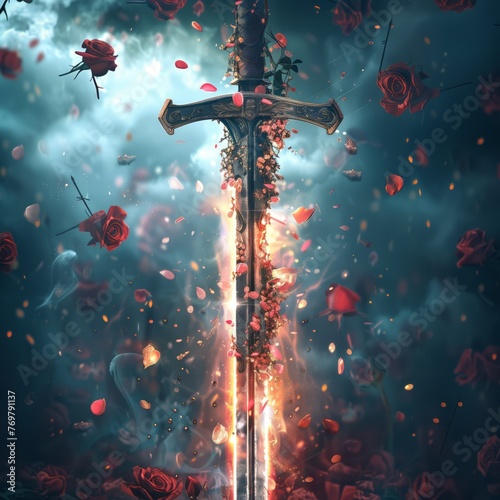 roses and sword of sant jordi april 23rd world book day photo
