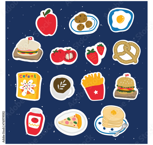 Set of colorful fast food cartoon icons. Isolated vector.
- eps 10
