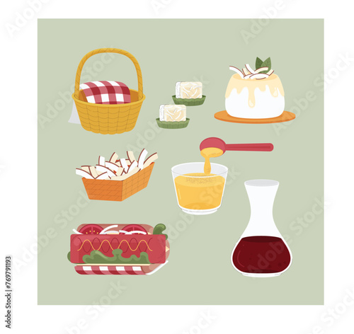 Set of colorful fast food cartoon icons. Isolated vector.
- eps 10