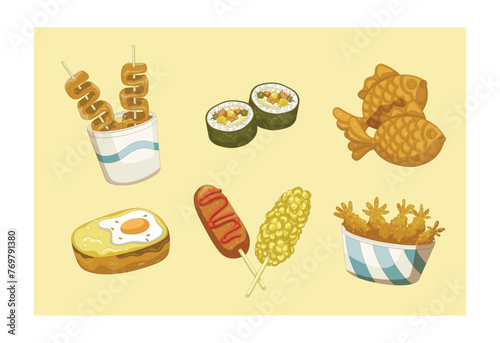 Set of colorful fast food cartoon icons. Isolated vector.
- eps 10
