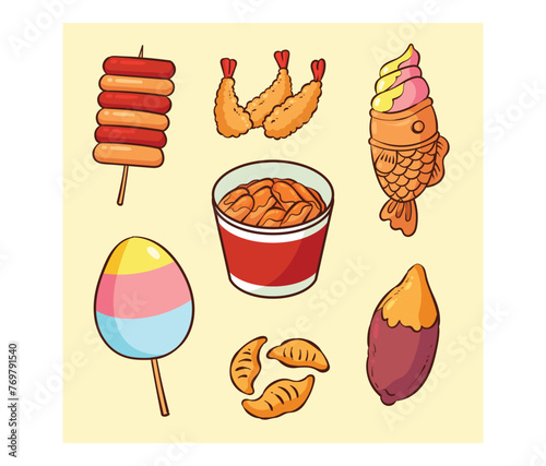 Set of colorful fast food cartoon icons. Isolated vector.
- eps 10