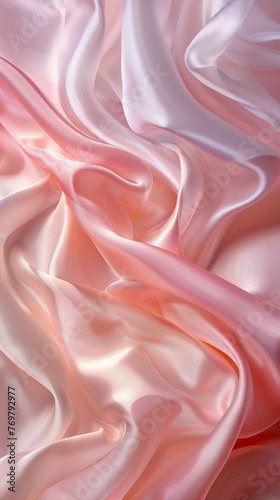 Satin waves, soft pinks, low angle, silky texture, luxurious detail