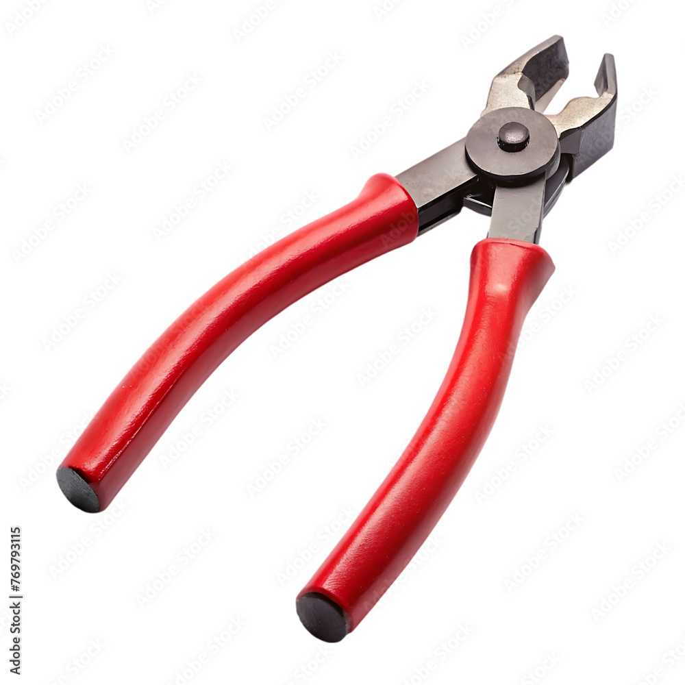 Pliers with red handles isolated on white