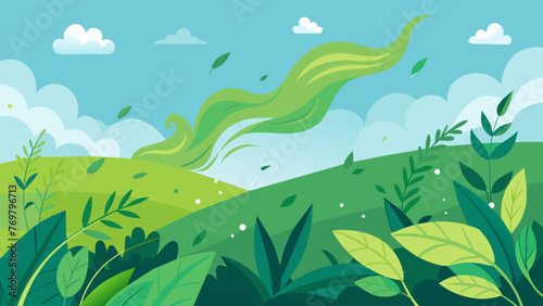  A field of lush green herbs blowing gently in the wind symbolizing the abundance of natural ingredients used in Ayurvedic practices.