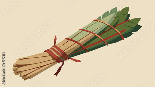  A bundle of dried sage traditionally used in smudging rituals to cleanse the body and mind of negative energy and promote healing.