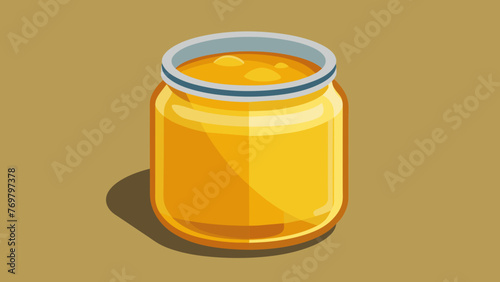  A closeup of a glass jar filled with golden viscous honey which is known for its soothing and healing properties in traditional medicine.