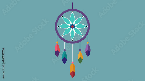  An intricate dreamcatcher with colorful beads and feathers believed to protect the sleeper from bad dreams and negative energy.