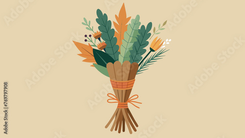  A closeup of a bundle of dried herbs and flowers representing the wisdom of generations of indigenous healers and their connection to Mother
