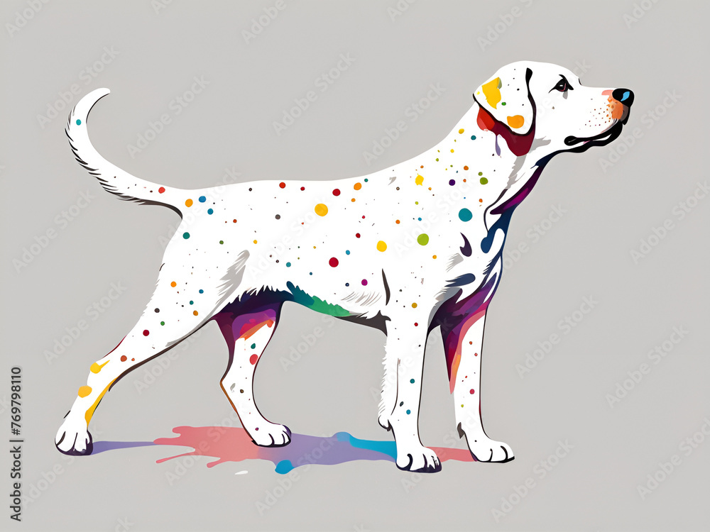 Fototapeta premium Colorful illustrations of cute pet dog Labrador with a white background