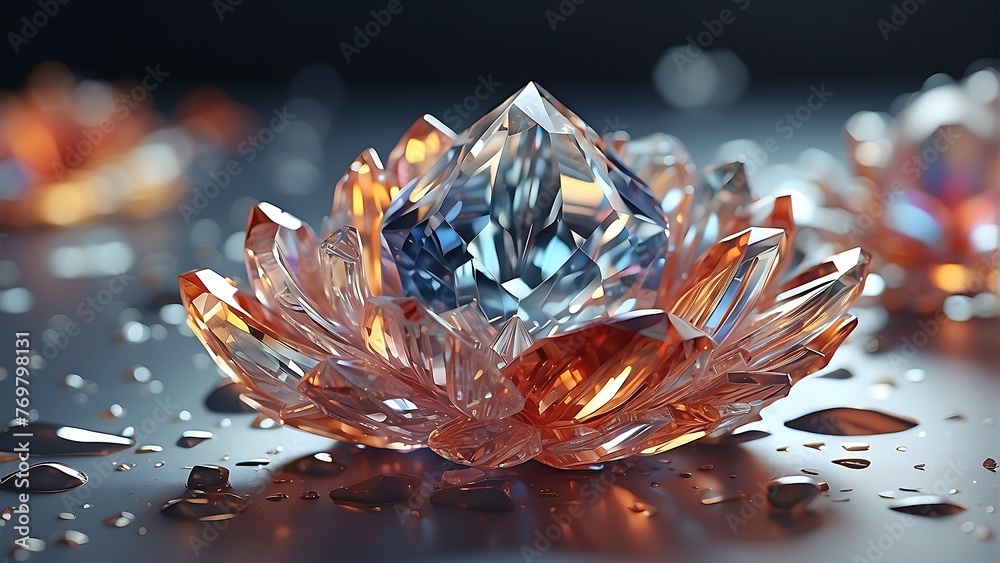 Sparkling crystal, reflecting light and adorned decorations and jewelry-inspired details Sparkling crystal, reflecting light and adorned decorations and jewelry-inspired details