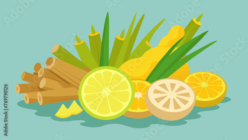  A pile of dried lerass ginger and lemons used in traditional Vietnamese remedies for treating common cold and flu symptoms.