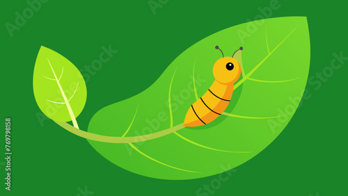  A closeup of a tiny caterpillar inching its way up a vibrant green leaf. The image is a reminder of the small but significant changes that can