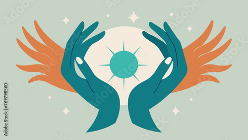  A pair of hands gracefully moving in circular motions palms facing upwards as they guide healing energy through the body with the flowing