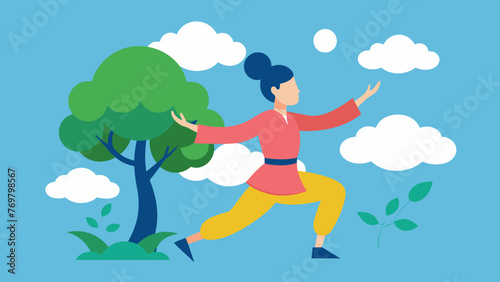  The gentle swaying of branches above as a person performs the meditative Cloud Hands movement of Tai Chi.