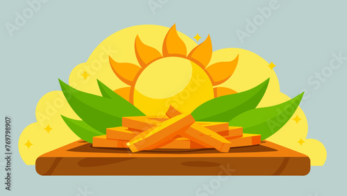  A pile of vibrant sunkissed es sits atop a wooden ting board. These potent ingredients commonly used in Ayurvedic cooking and medicine
