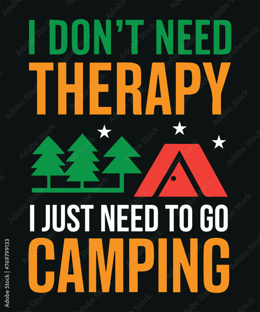 Print Funny Camping Adult T-Shirt: 