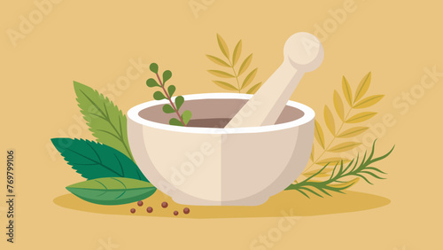  A closeup of a mortar and pestle with dried herbs and es being ground into a fine powder. The caption reads natural remedies start with fresh