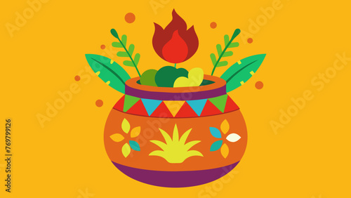  A brightlycolored handcrafted clay pot holds a concoction of different plants and animal parts used by native healers to cure various ailments.