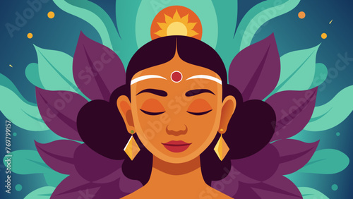  A closeup of a persons face as they receive an Ayurvedic oil massage promoting balance and relaxation through the bodys energy channels.