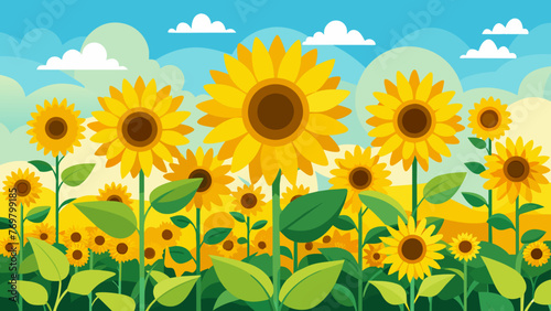  A field of blooming sunflowers with their bright yellow petals and sweet scent uplifting our moods and filling us with joy.