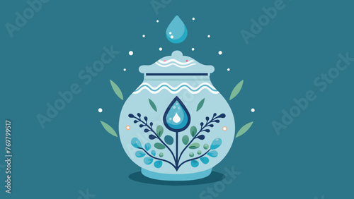  A delicate porcelain jar adorned with delicate floral designs holds a healing elixir made from the purest rainwater collected from a serene