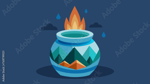  A small but mighty ceramic jar with a bold geometric design holds a blend of healing waters sourced from various natural hot springs around the