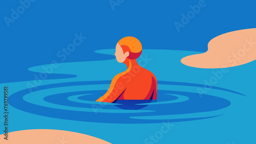  The gentle ripples created by a persons body moving through still glassy water basking in the warmth of the sun.