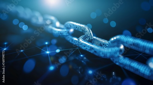 Technology Chain Network Security Link.Block chain network and programming concept on technology background