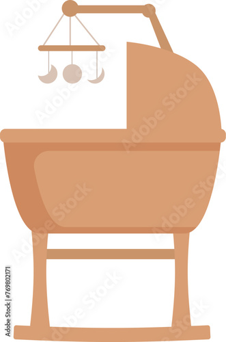 Modern wooden crib icon cartoon vector. Desperate crying baby. Tired evening
