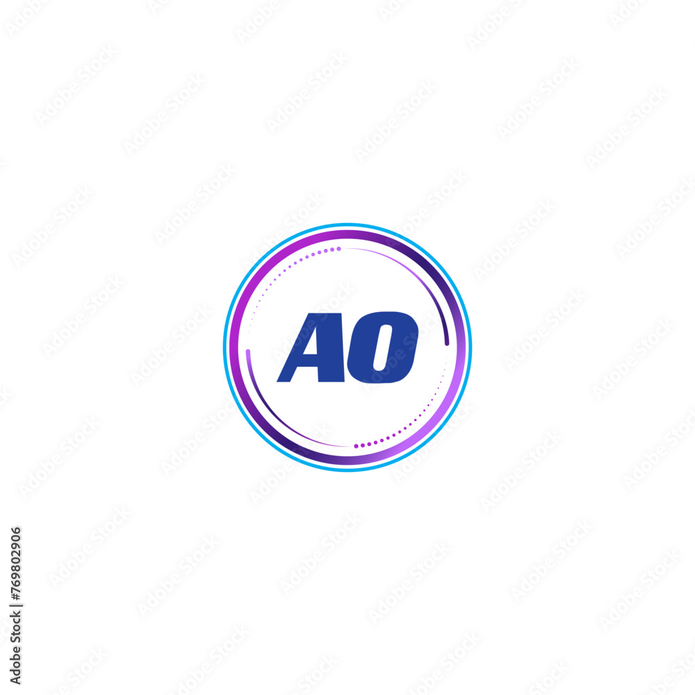 AO creative initial letter flat monogram logo design with White background.Vector logo modern alphabet gradient color frame style. AO creative initial letter flat monogram logo design with White background.Vector logo modern alphabet gradient color frame style.