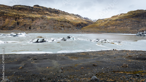 The Solheimasandi glacier in Reykjavik, Iceland in 2024