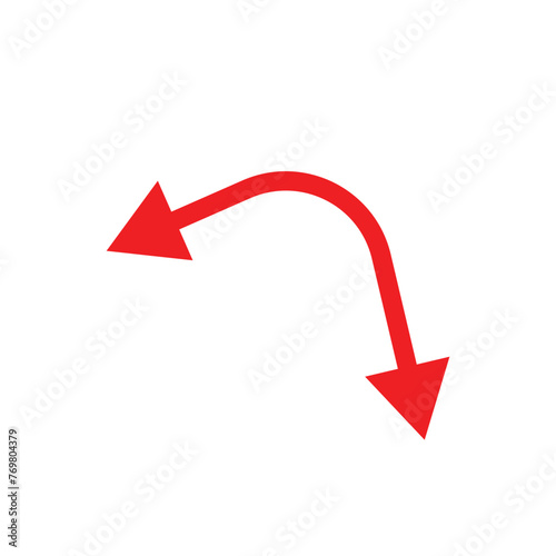 Dual semi circle arrow. Vector illustration. Semicircular curved thin long double ended arrow 8 7 3 photo