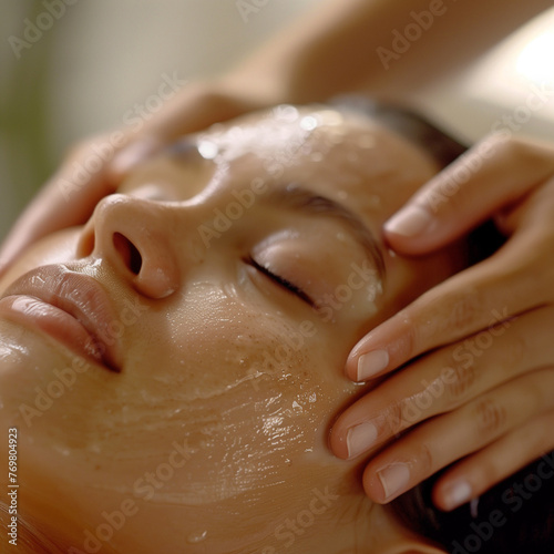 Face mask being applied in a spa