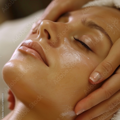 Woman having a facial in a spa