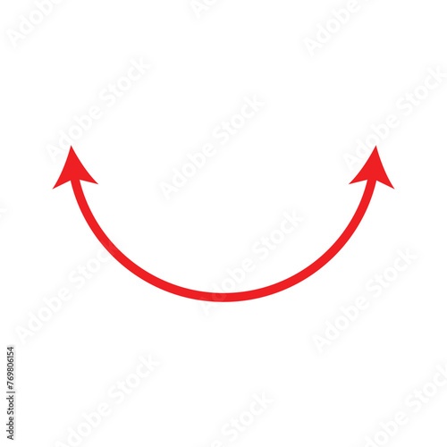 Dual semi circle arrow. Vector illustration. Semicircular curved thin long double ended arrow 6 58