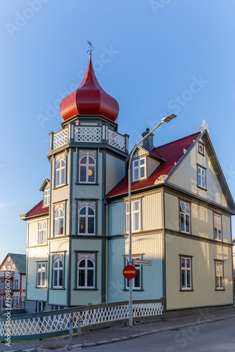 Beautiful icelandic architecture in Reykjavik, Iceland on march 2024