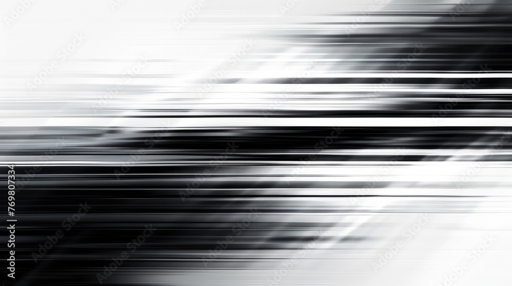 Horizontal lines in shades of black Simulates motion blur from a fast-moving camera. Against a plain white background devoid of text, each line has a different color to convey speed and liveliness.