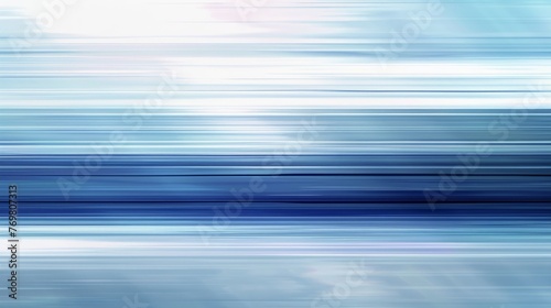 Horizontal lines in shades of blue Simulates motion blur from a fast-moving camera. Against a plain white background devoid of text, each line has a different color to convey speed and liveliness.