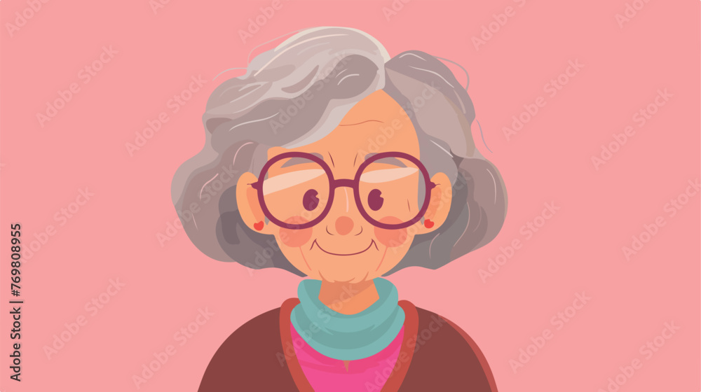 Cute grandmother cartoon flat cartoon vactor illust