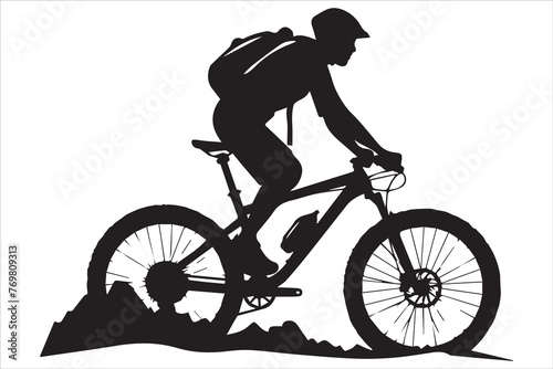 Fototapeta Naklejka Na Ścianę i Meble -  Bicycle riding black Silhouette Vector design white background